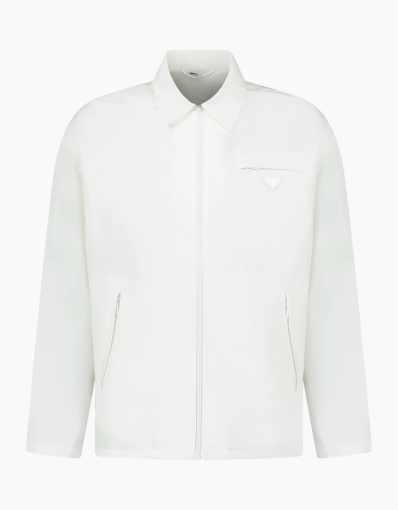 Prada Logo Applique Overshirt Jacket White