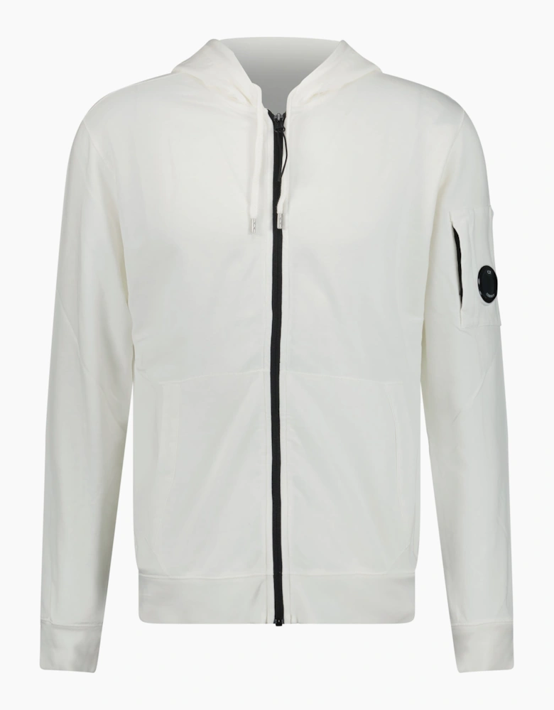 CP Company Light Fleece Lens Zip Hoodie White