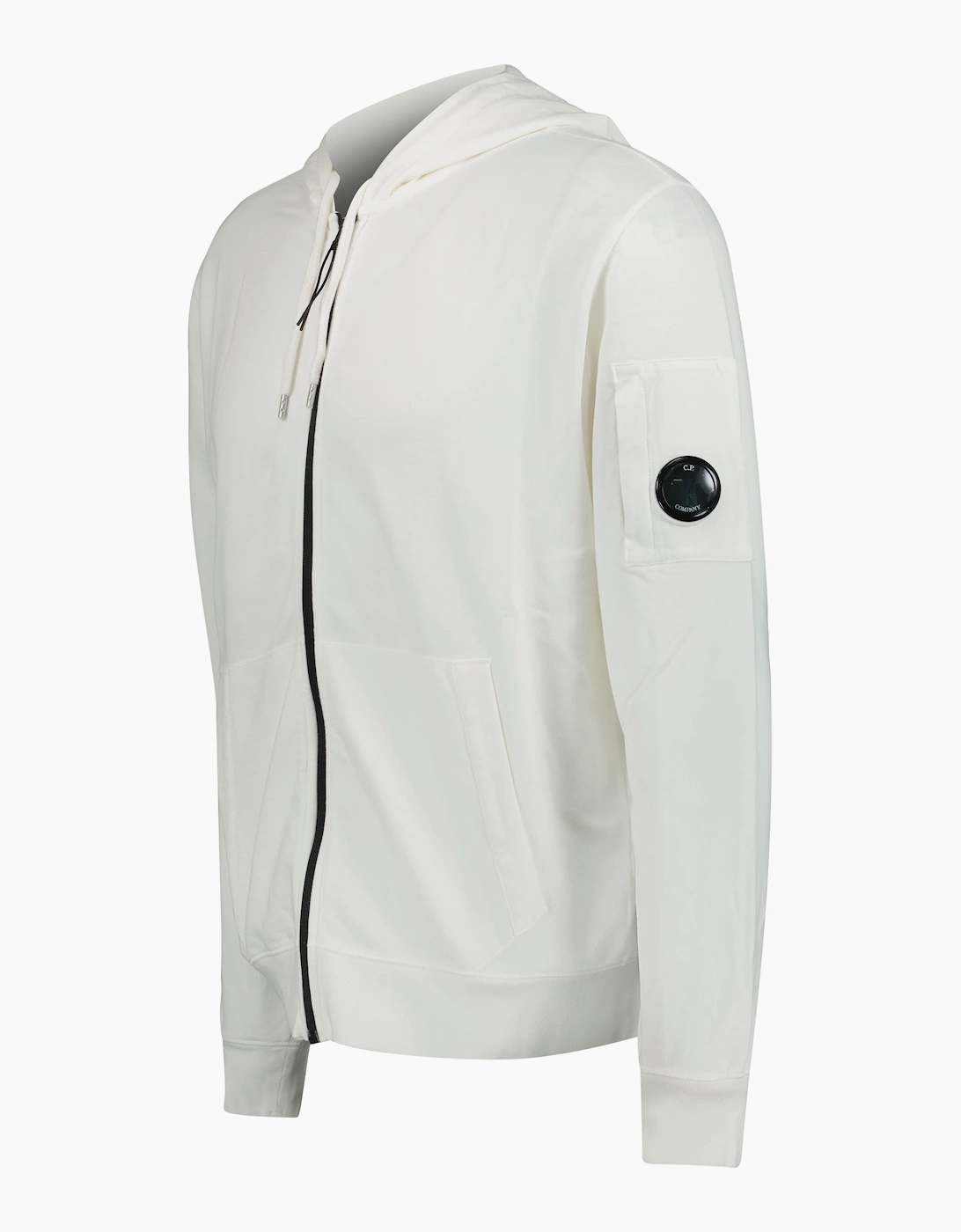 CP Company Light Fleece Lens Zip Hoodie White