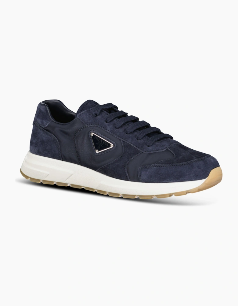 Prada Prax 2.0 Re-Nylon & Suede Sneakers Navy