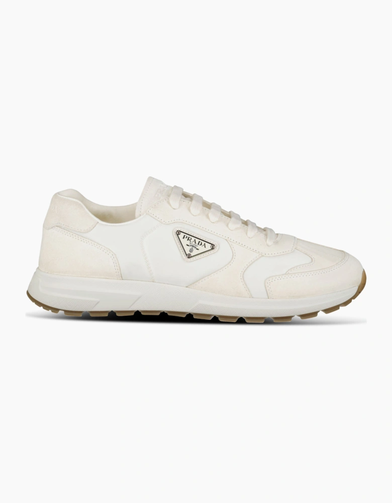 Prada Prax 2.0 Re-Nylon & Suede Sneakers Ivory
