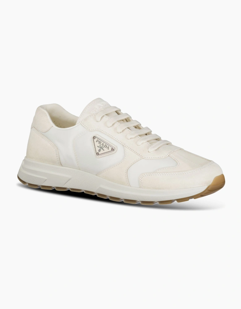 Prada Prax 2.0 Re-Nylon & Suede Sneakers Ivory
