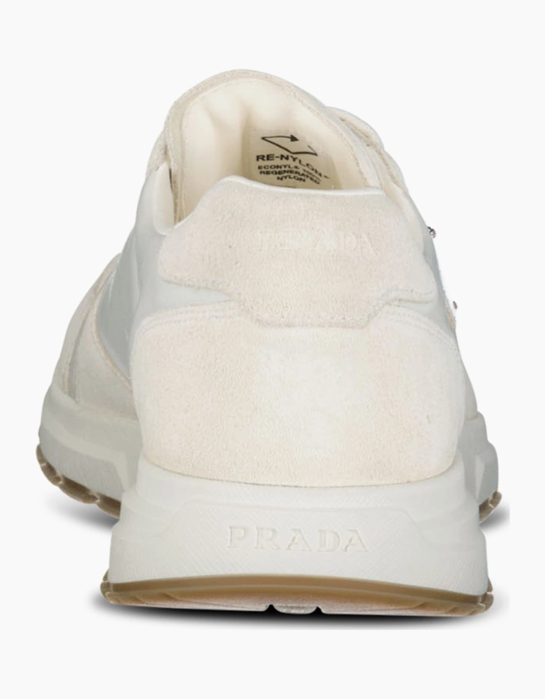 Prada Prax 2.0 Re-Nylon & Suede Sneakers Ivory
