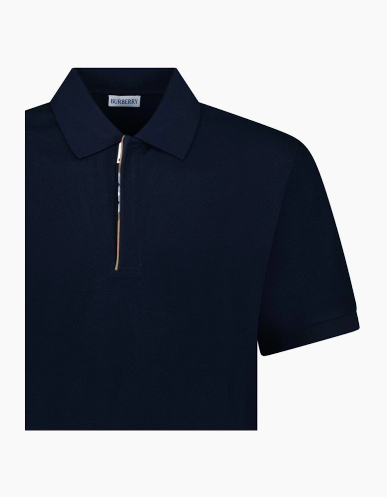 Burberry ‘Hartford’ Zip Check Polo Navy