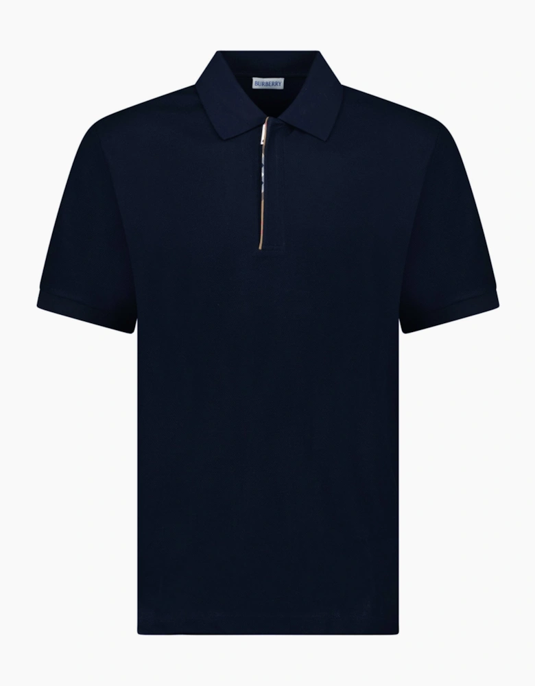 Burberry ‘Hartford’ Zip Check Polo Navy
