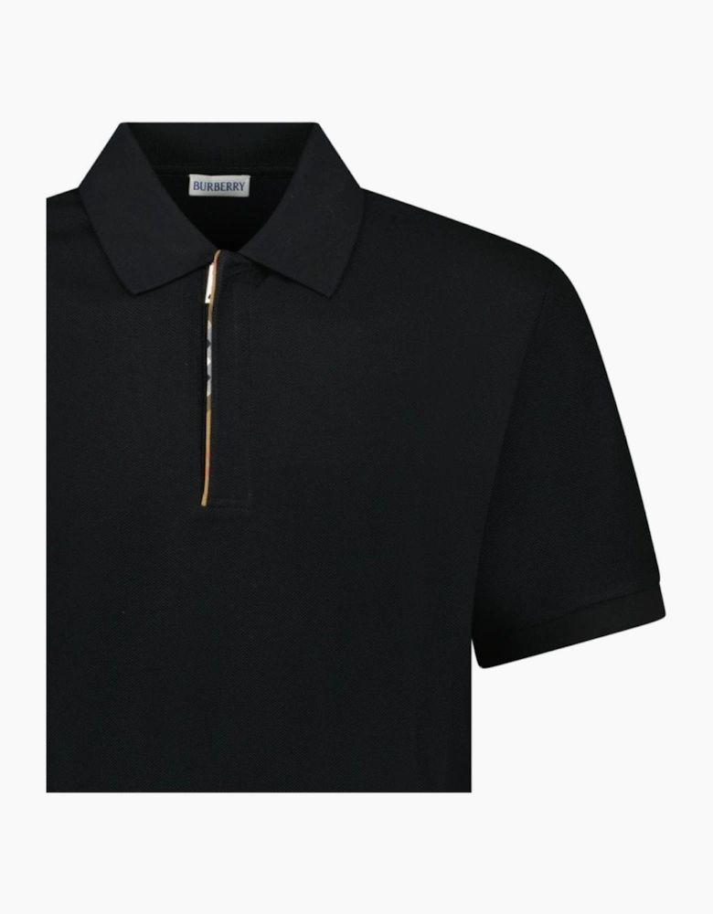 Burberry ‘Hartford’ Zip Check Polo Black