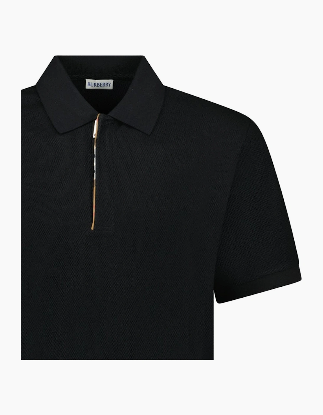 Burberry ‘Hartford’ Zip Check Polo Black