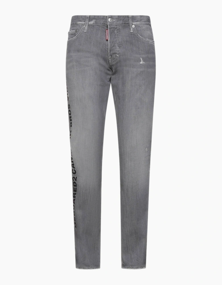 DSquared2 'Slim' Typo Distressed Stitch Grey Jeans