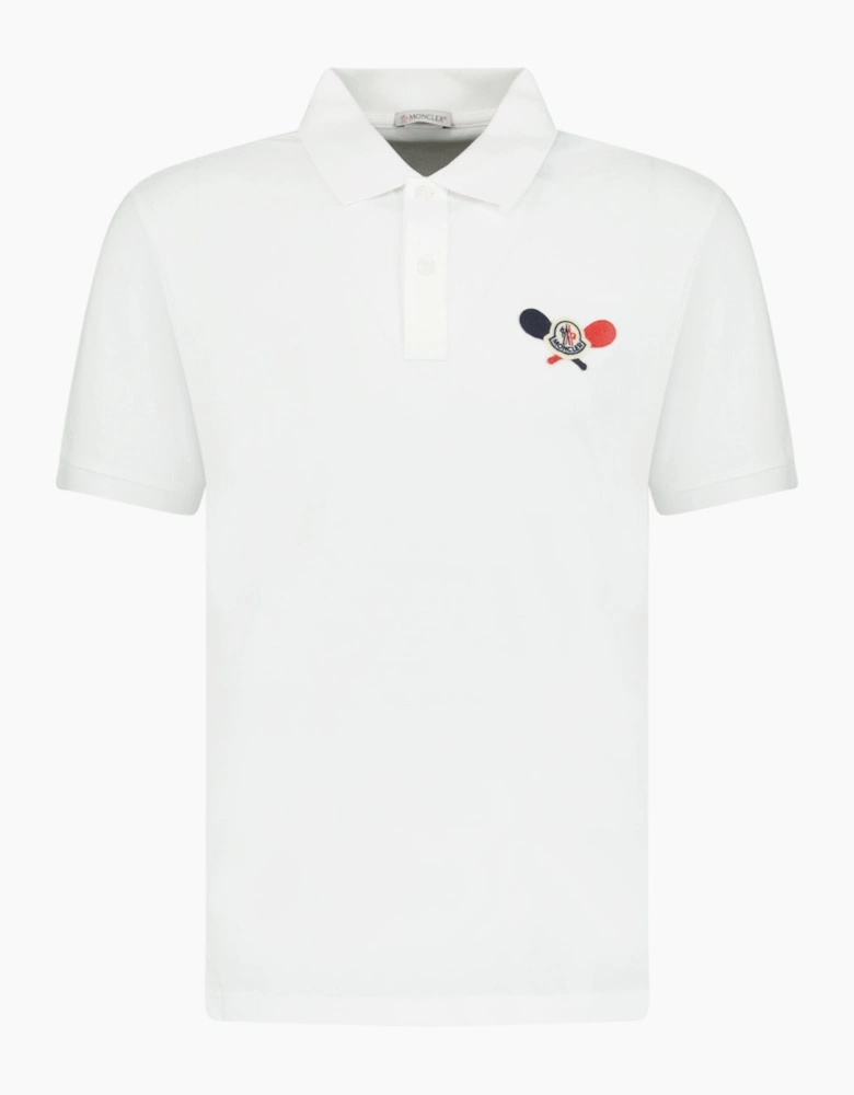 Moncler Tennis Logo Embroidered Polo White