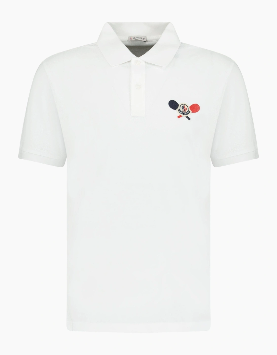 Moncler Men's Moncler Tennis Logo Embroidered Polo White