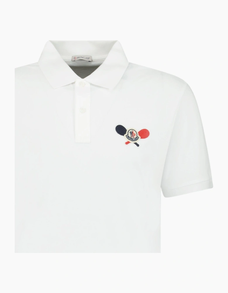 Moncler Tennis Logo Embroidered Polo White
