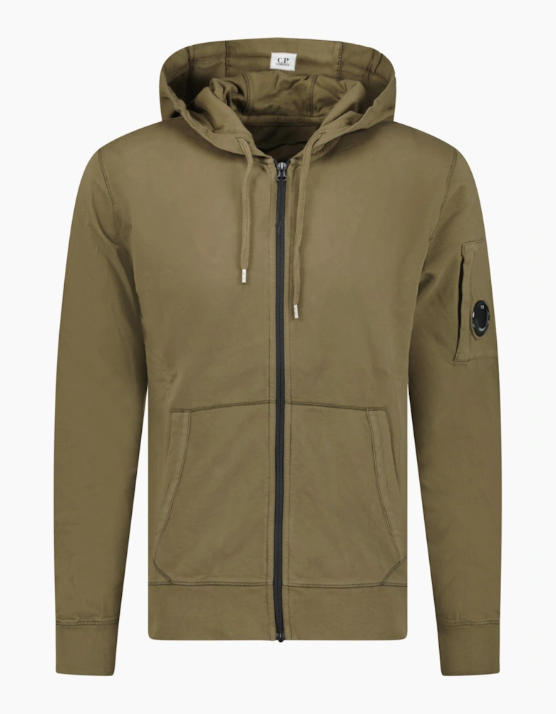 CP Company Light Fleece Lens Zip Hoodie Khaki