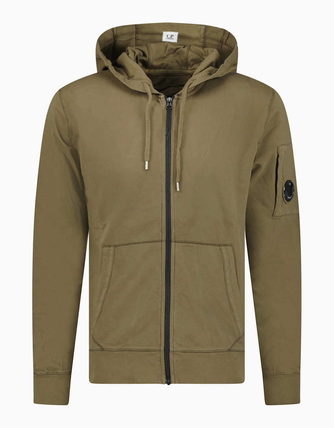 CP Company Light Fleece Lens Zip Hoodie Khaki, 4 of 3