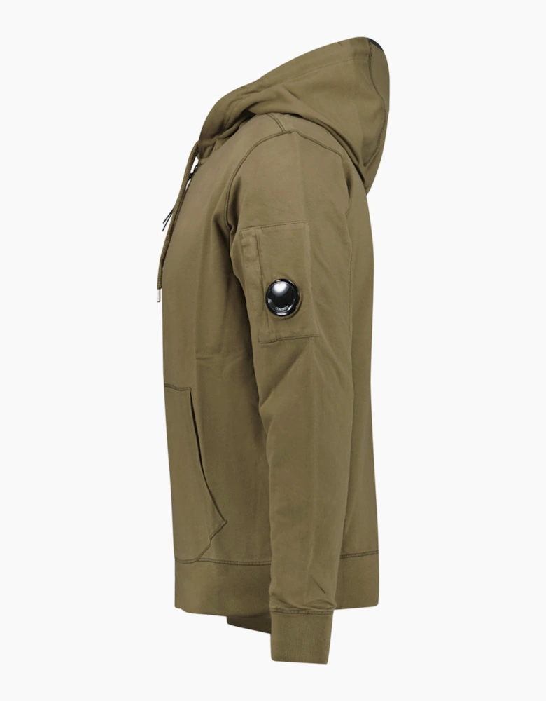 CP Company Light Fleece Lens Zip Hoodie Khaki