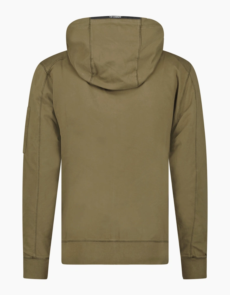 CP Company Light Fleece Lens Zip Hoodie Khaki