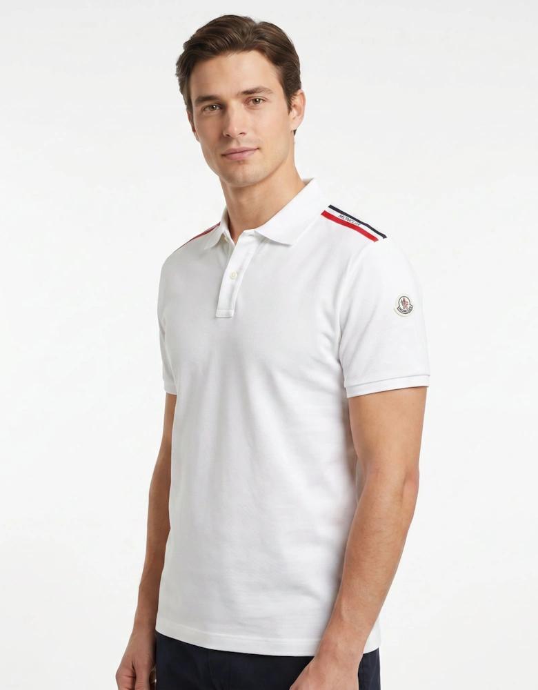 Moncler Shoulder Stripe Polo White