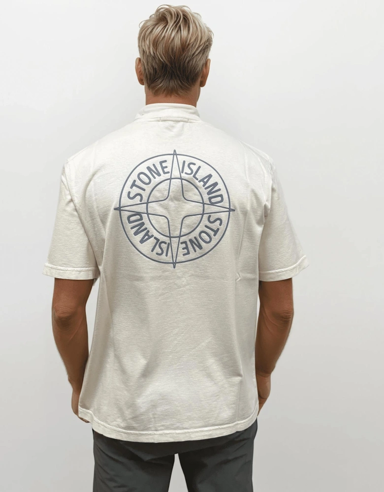 Stone Island Compass-Print Crewneck T-Shirt in Ivory