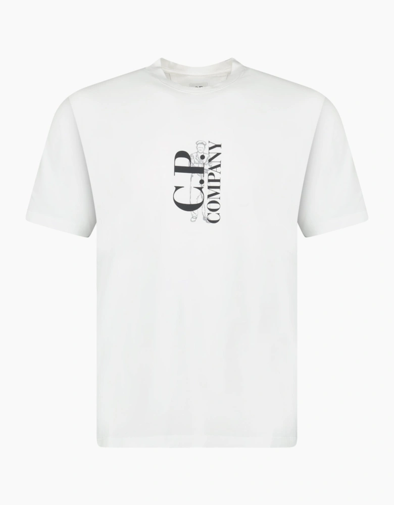 CP Company Vertical Print T-Shirt White