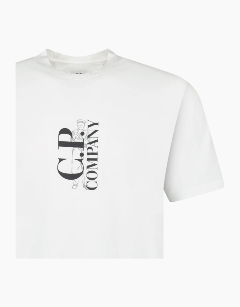 CP Company Vertical Print T-Shirt White