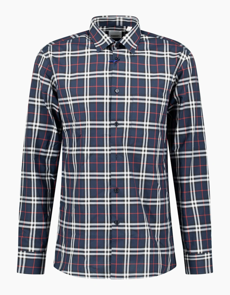 Burberry 'Simson' Check Shirt Navy Blue