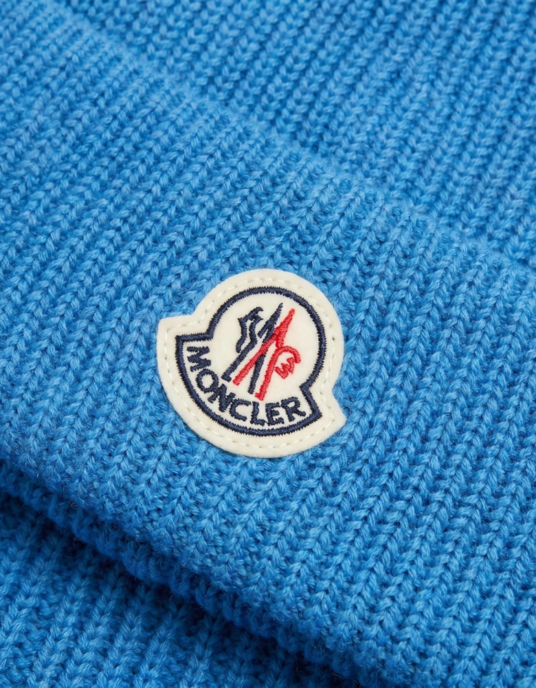 Moncler Logo Beanie Blue