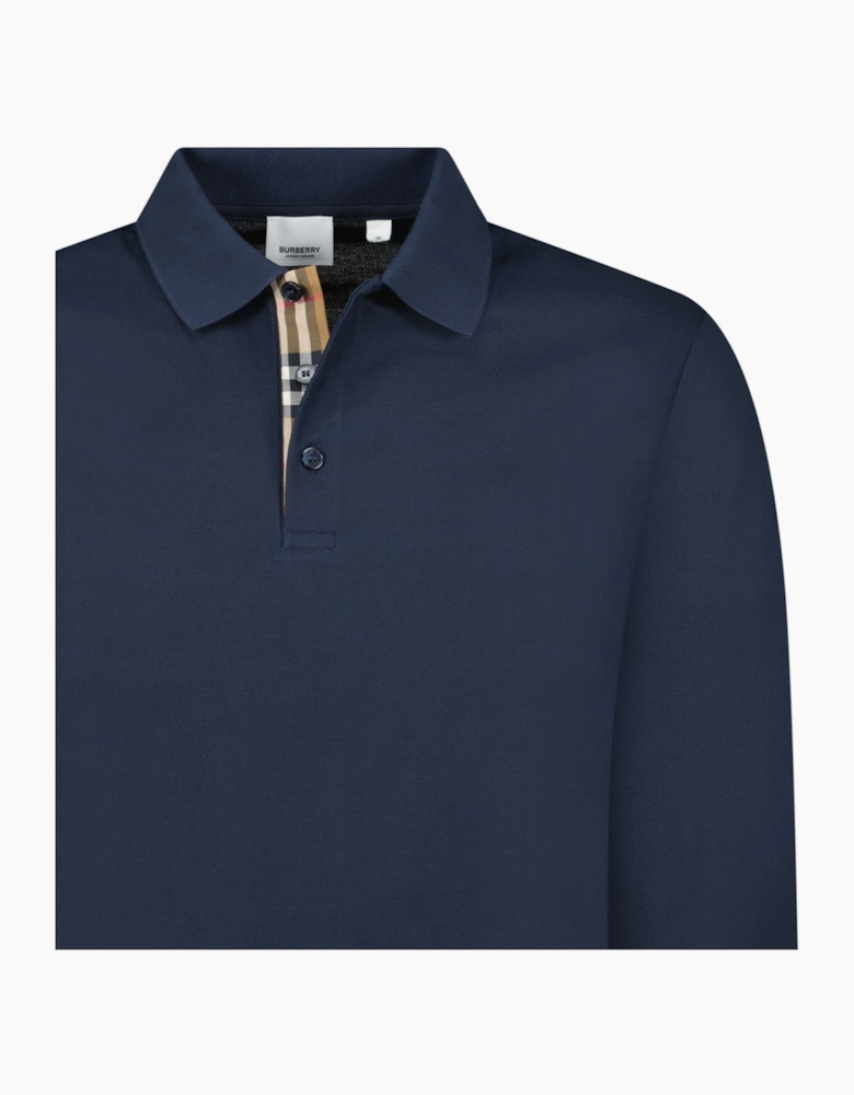 Burberry 'Hartford' Long Sleeve Check Polo Navy