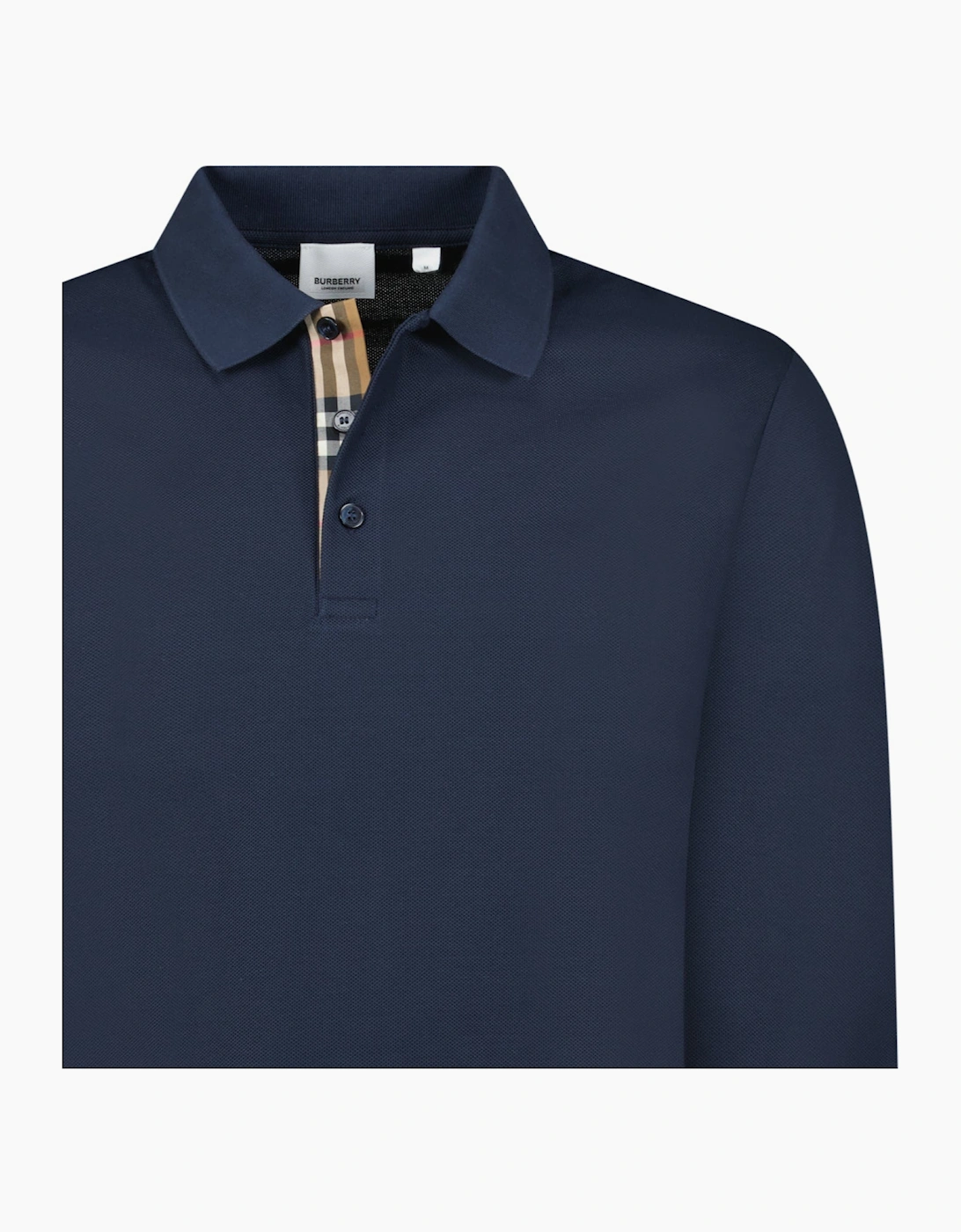 Burberry 'Hartford' Long Sleeve Check Polo Navy