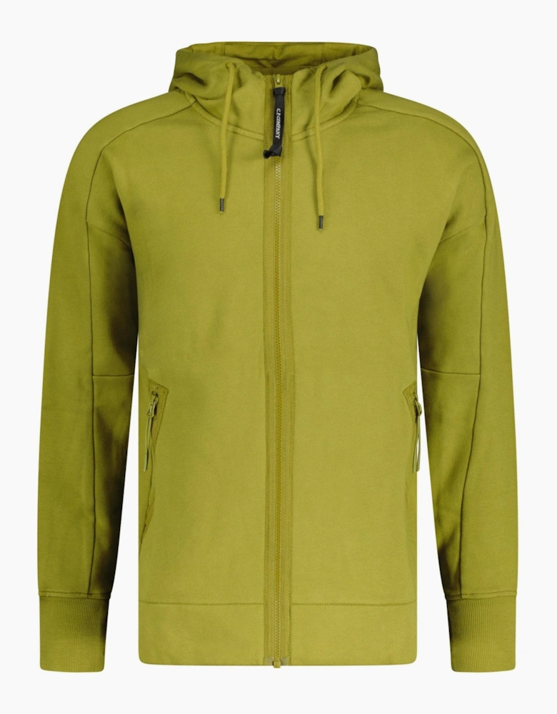 CP Company Goggle Hooded Zip Up Sweatshirt Olive