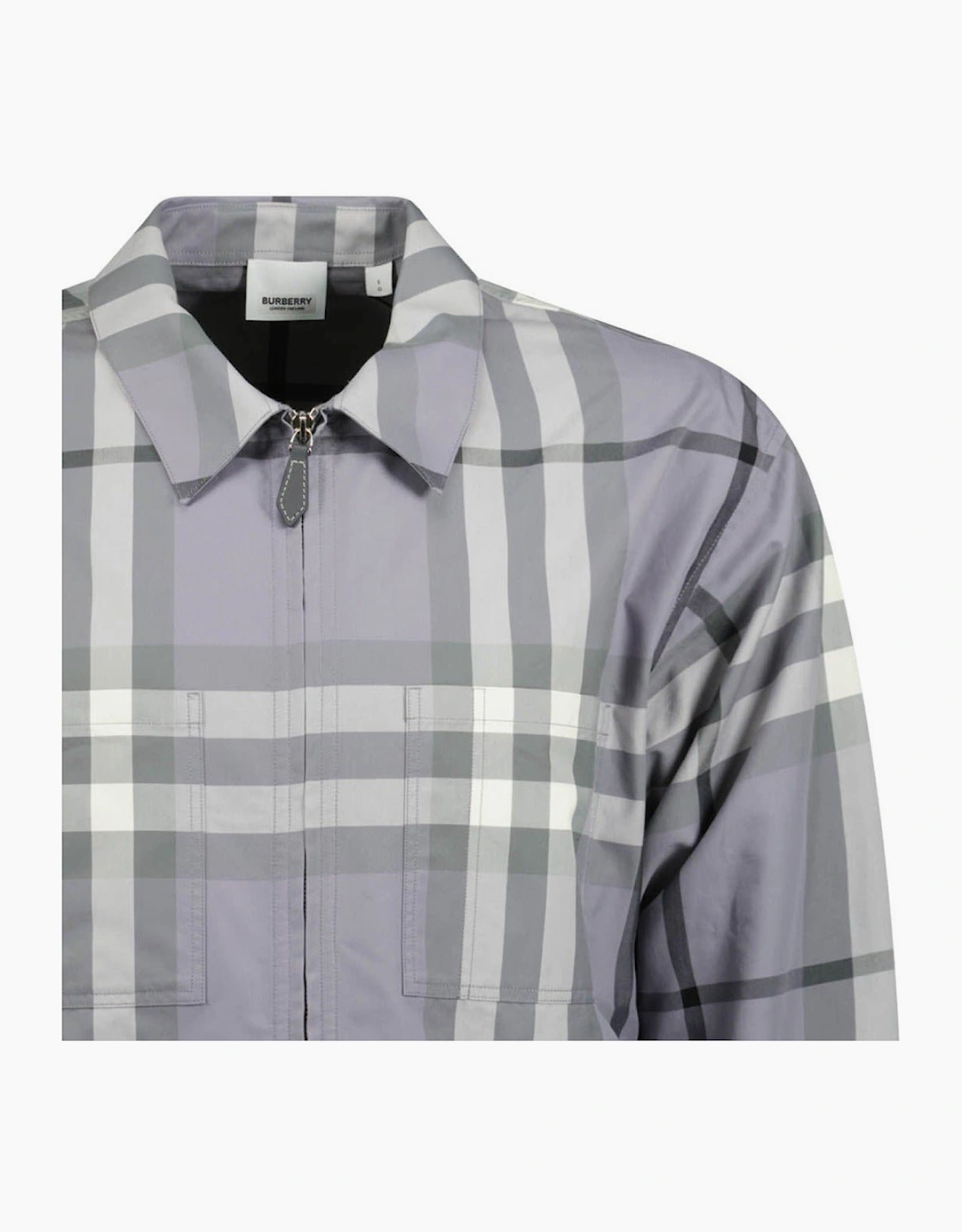 Burberry 'Peckham' Zip-Up Check Overshirt Grey