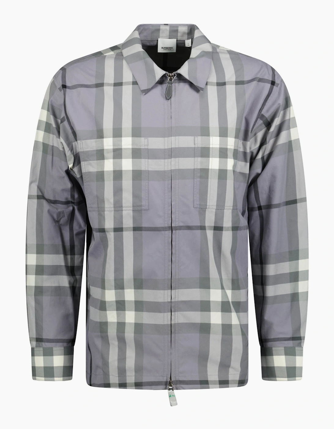 Burberry 'Peckham' Zip-Up Check Overshirt Grey, 3 of 2