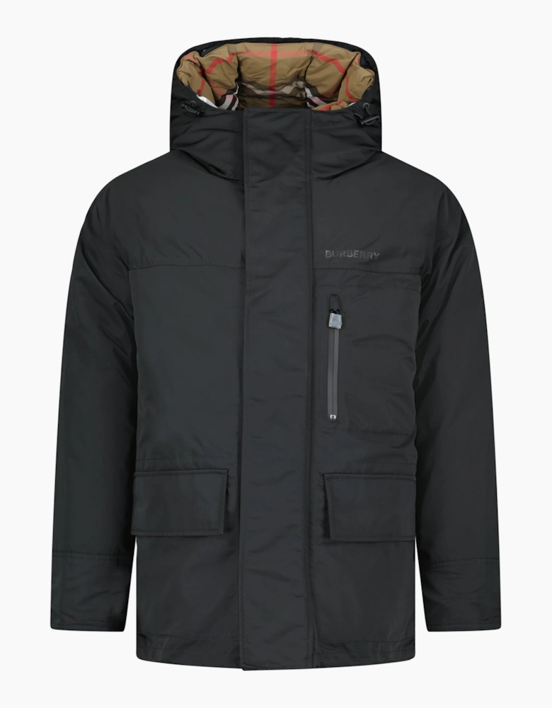 Burberry Barnsfield Parka Check Jacket Black