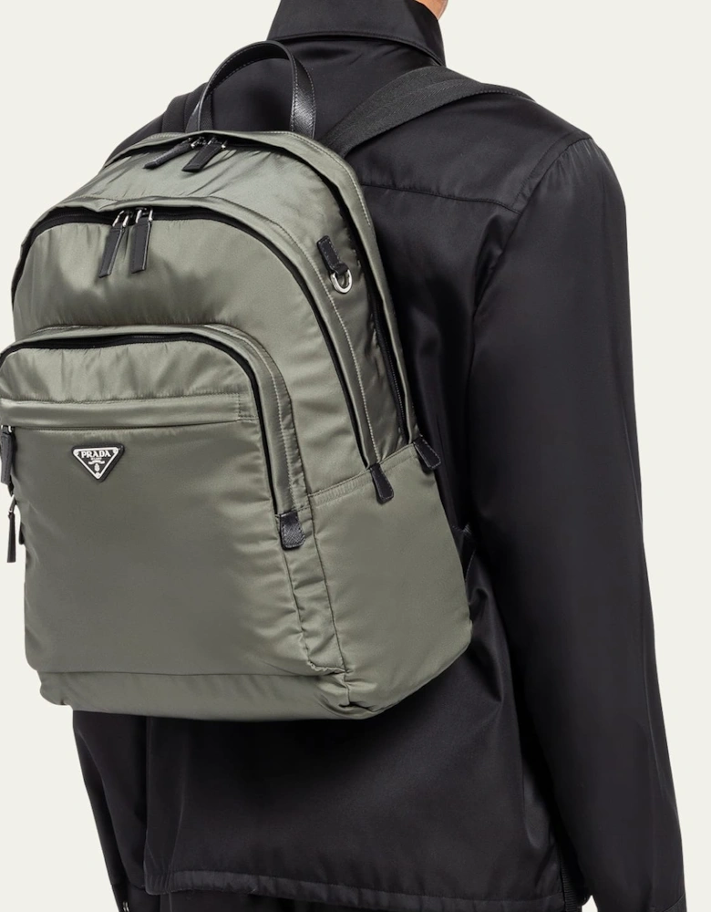 Prada Triangle Logo Re-Nylon Backpack Grey