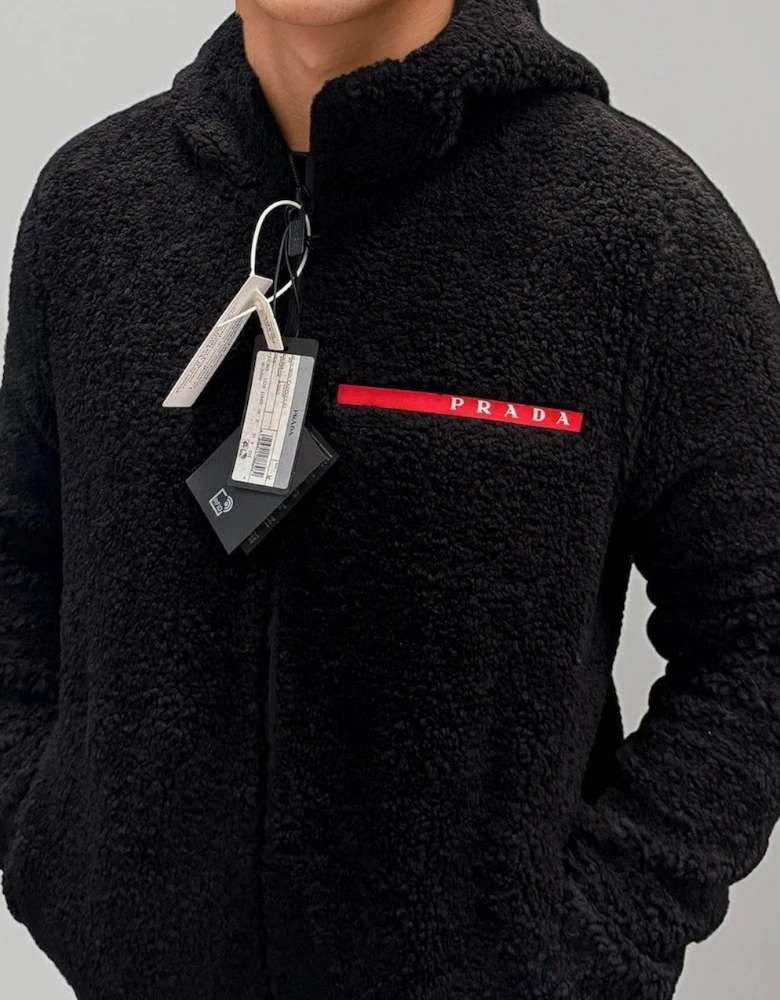 Prada Linea Rossa Wool Blend Fleece Jacket Black