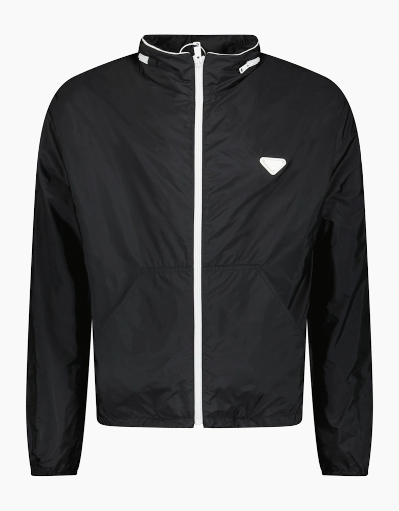 Prada Re-Nylon Logo Windbreaker Jacket Black