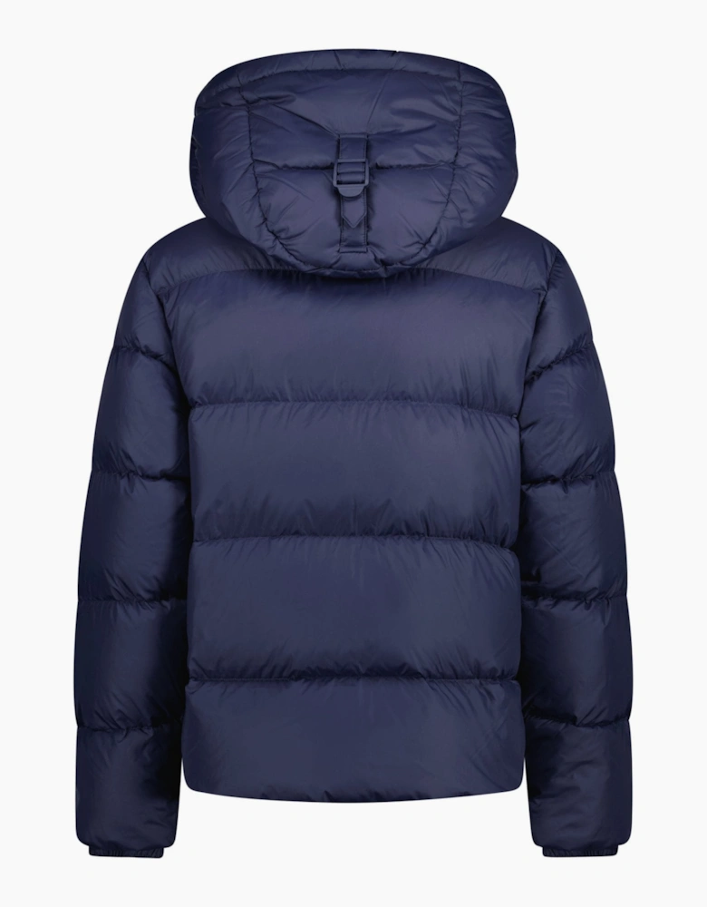 Burberry 'Halsby' Hooded Check Down Jacket Navy