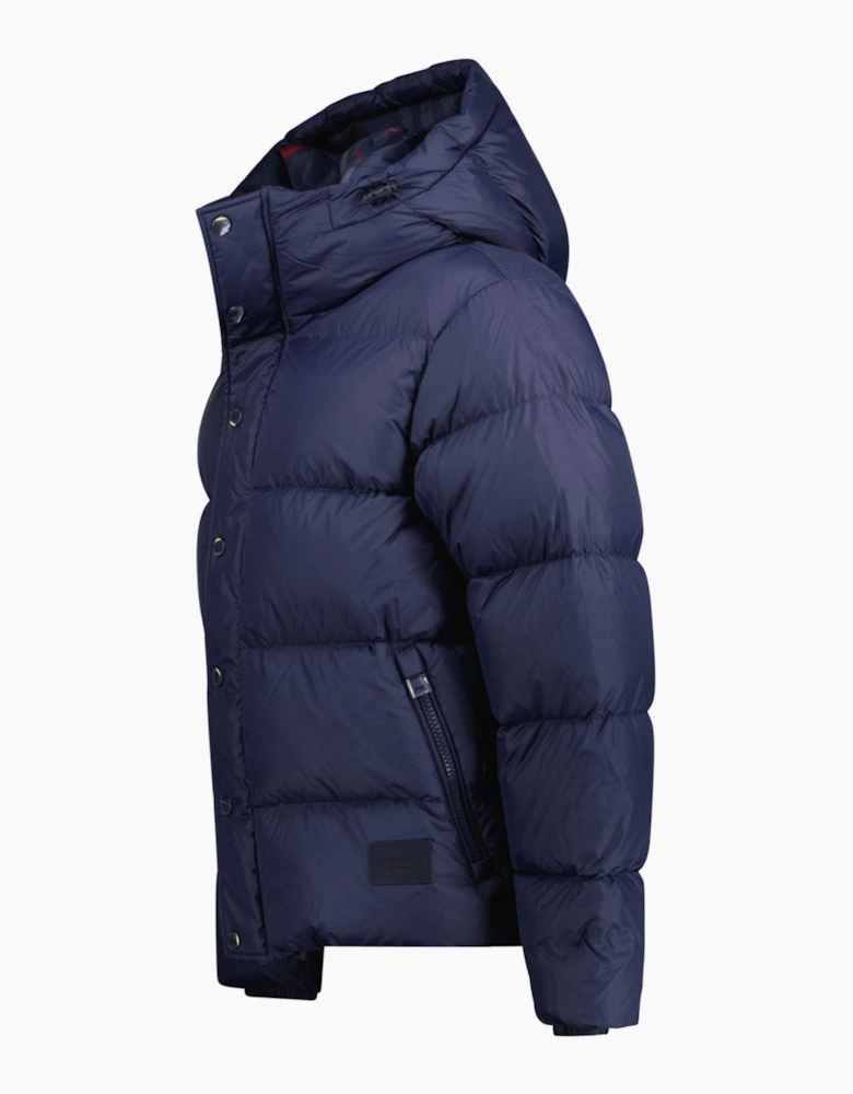 Burberry 'Halsby' Hooded Check Down Jacket Navy