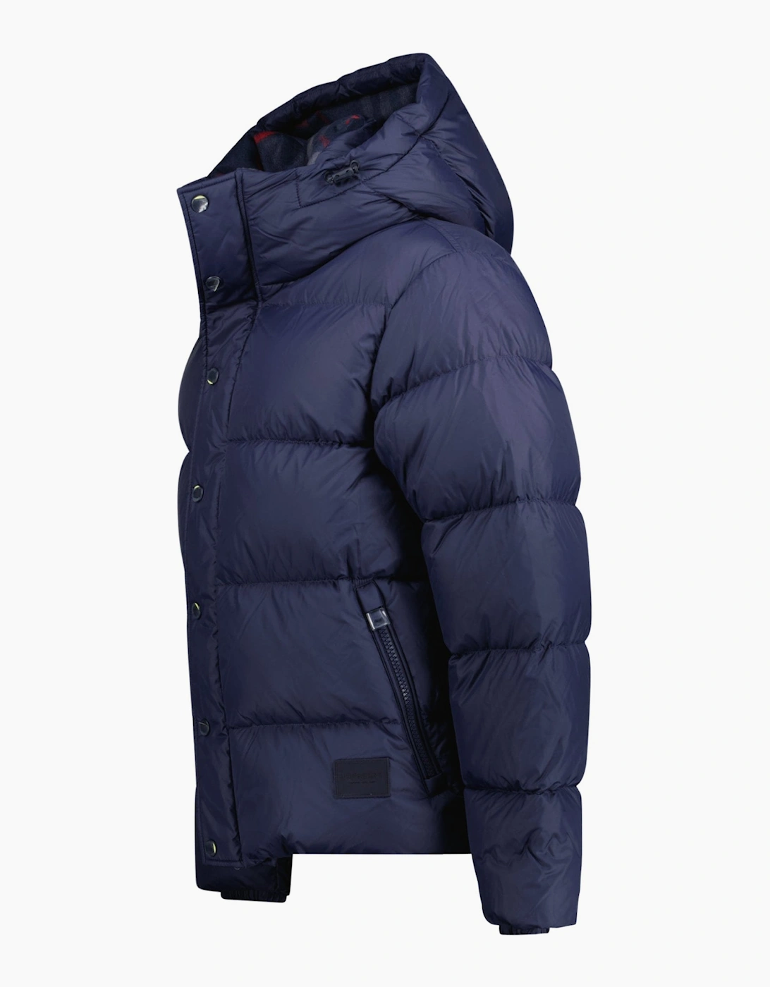 Burberry 'Halsby' Hooded Check Down Jacket Navy