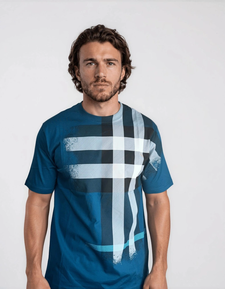 Burberry Ellison Check Print T-Shirt in Pacific Blue