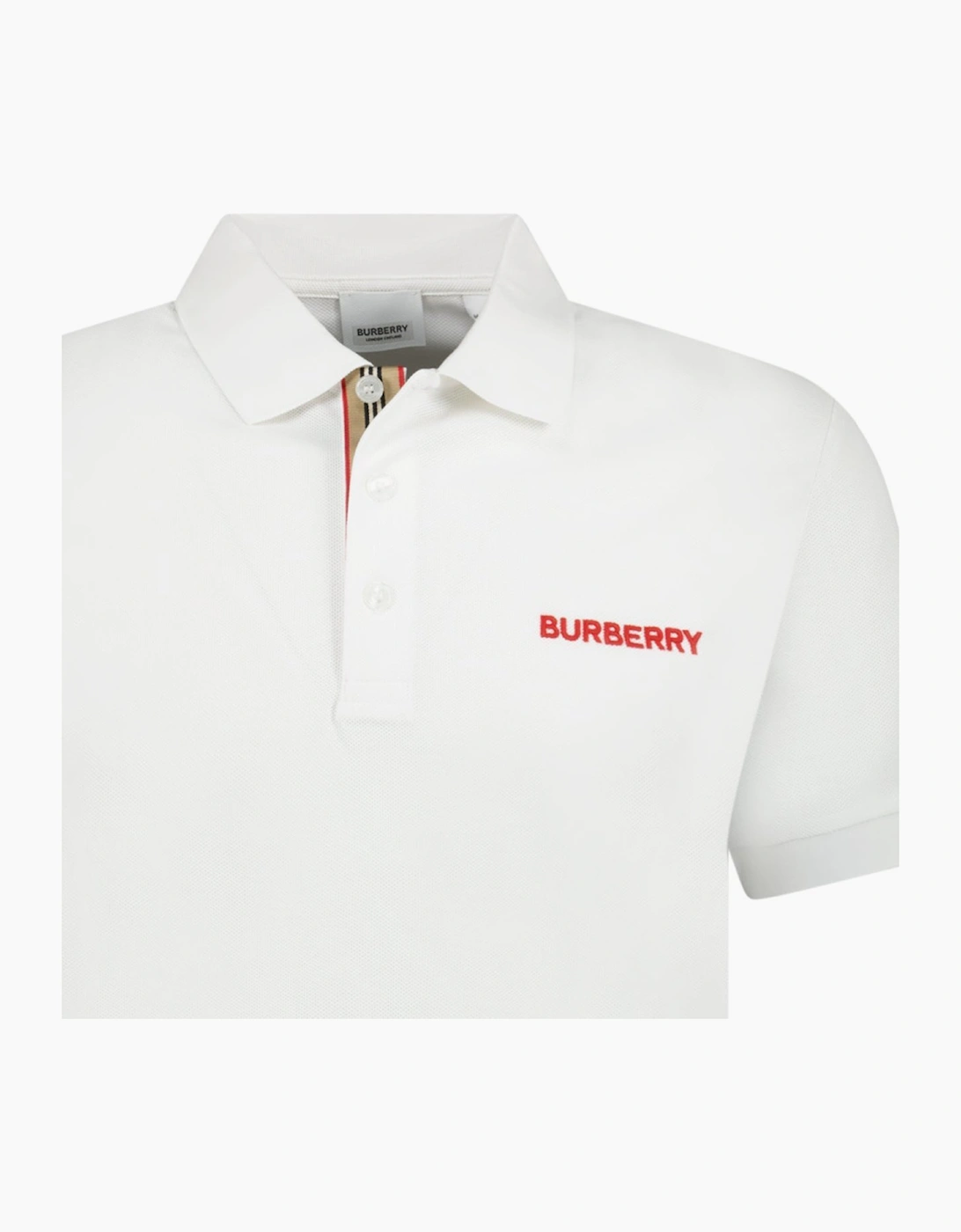 Burberry 'Hartford' Embroidery Logo Check Polo White