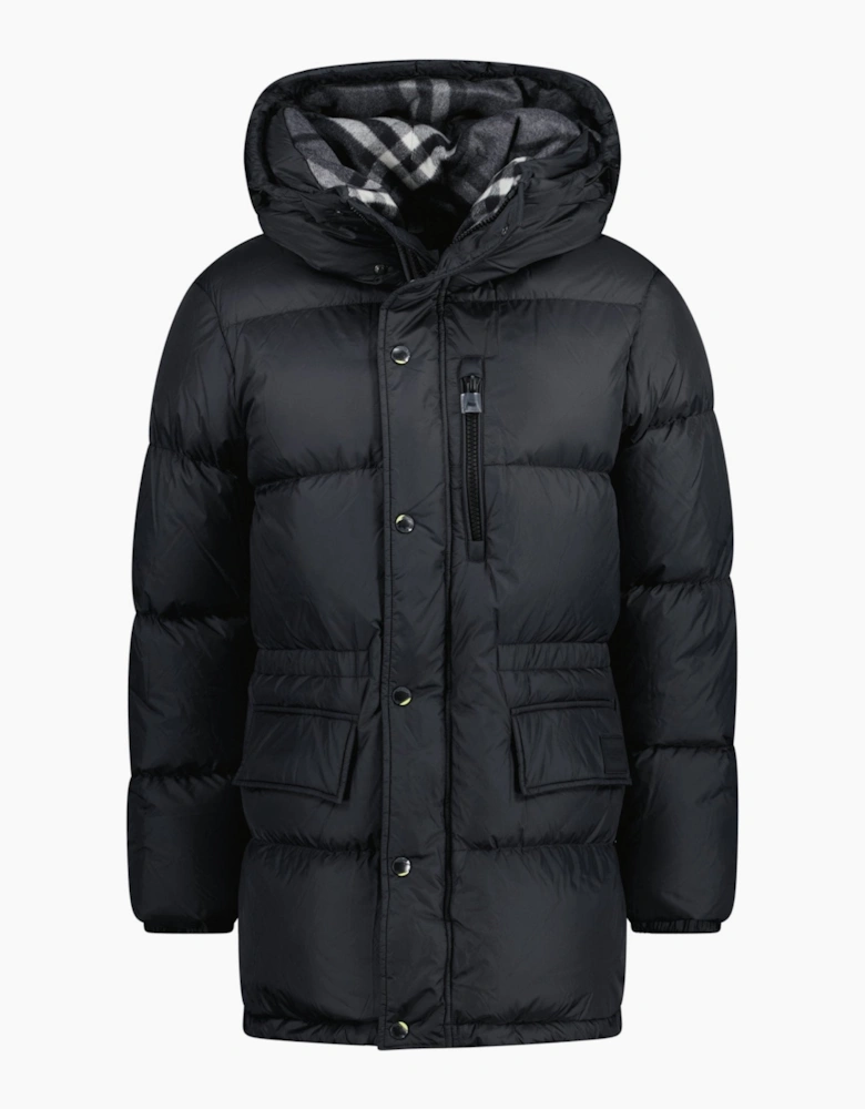 Burberry 'Haworth' Hooded Check Down Jacket Black