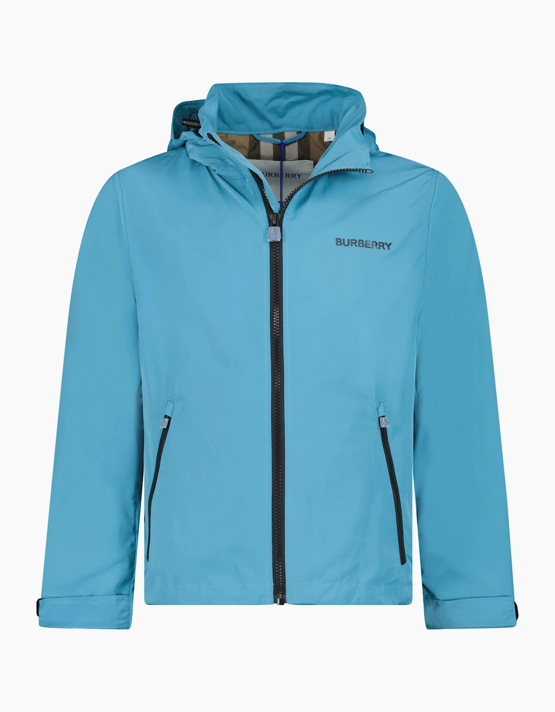 Burberry 'Hargrave' Zip-Up Logo Hooded Rain Jacket Turquoise