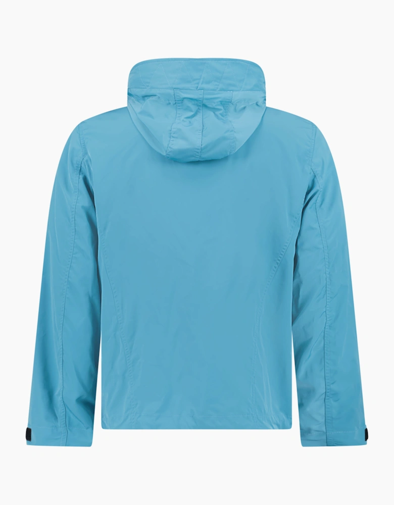Burberry 'Hargrave' Zip-Up Logo Hooded Rain Jacket Turquoise