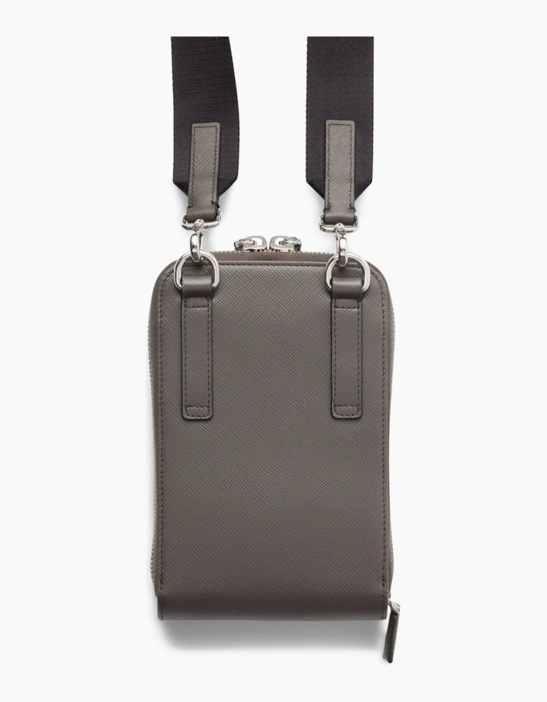 Prada Saffiano Leather Smart Phone Case Grey