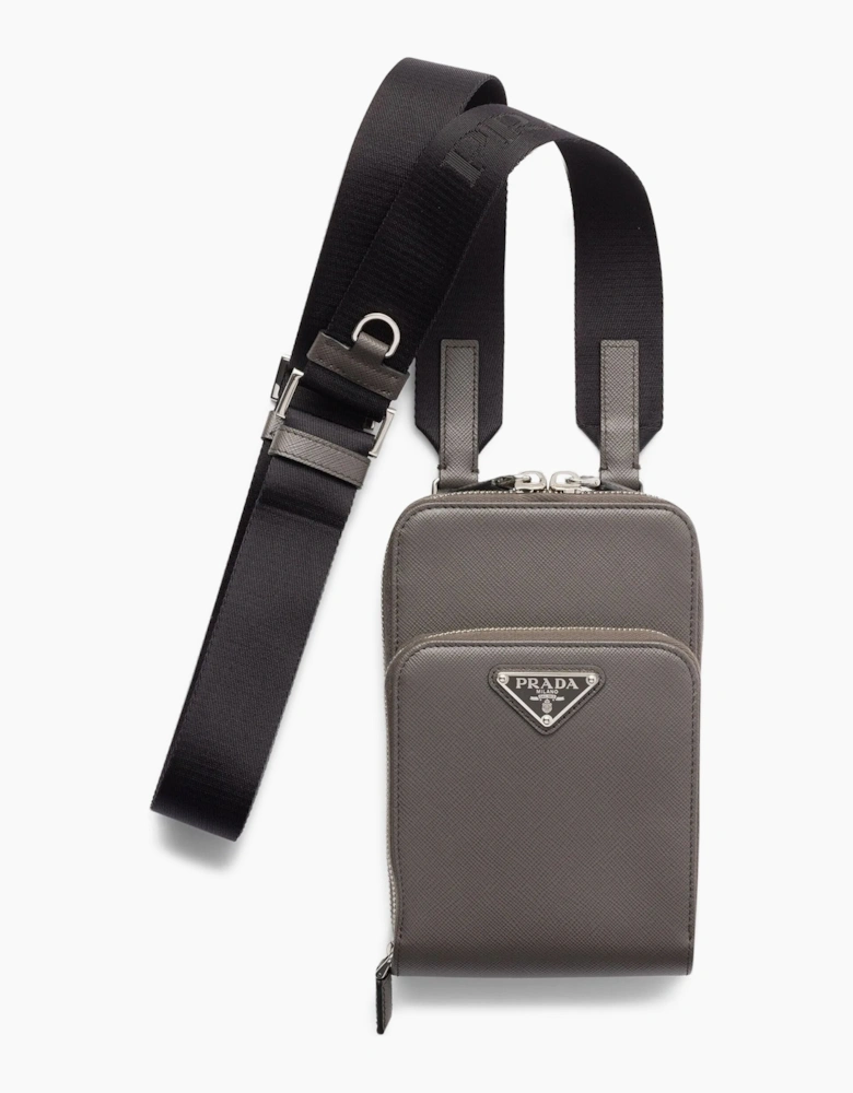 Prada Saffiano Leather Smart Phone Case Grey