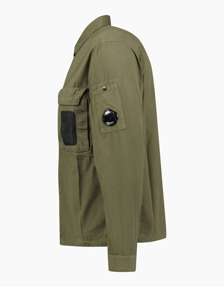 CP Company Organic Gabardine Lens Overshirt Khaki