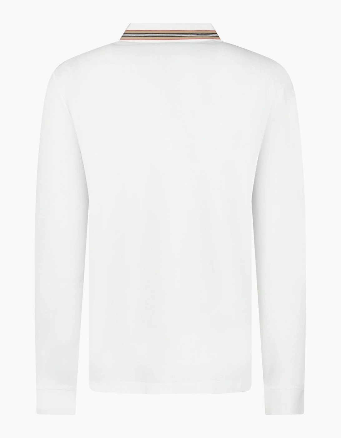 Burberry 'Hartford' Striped Check Long Sleeve Polo White
