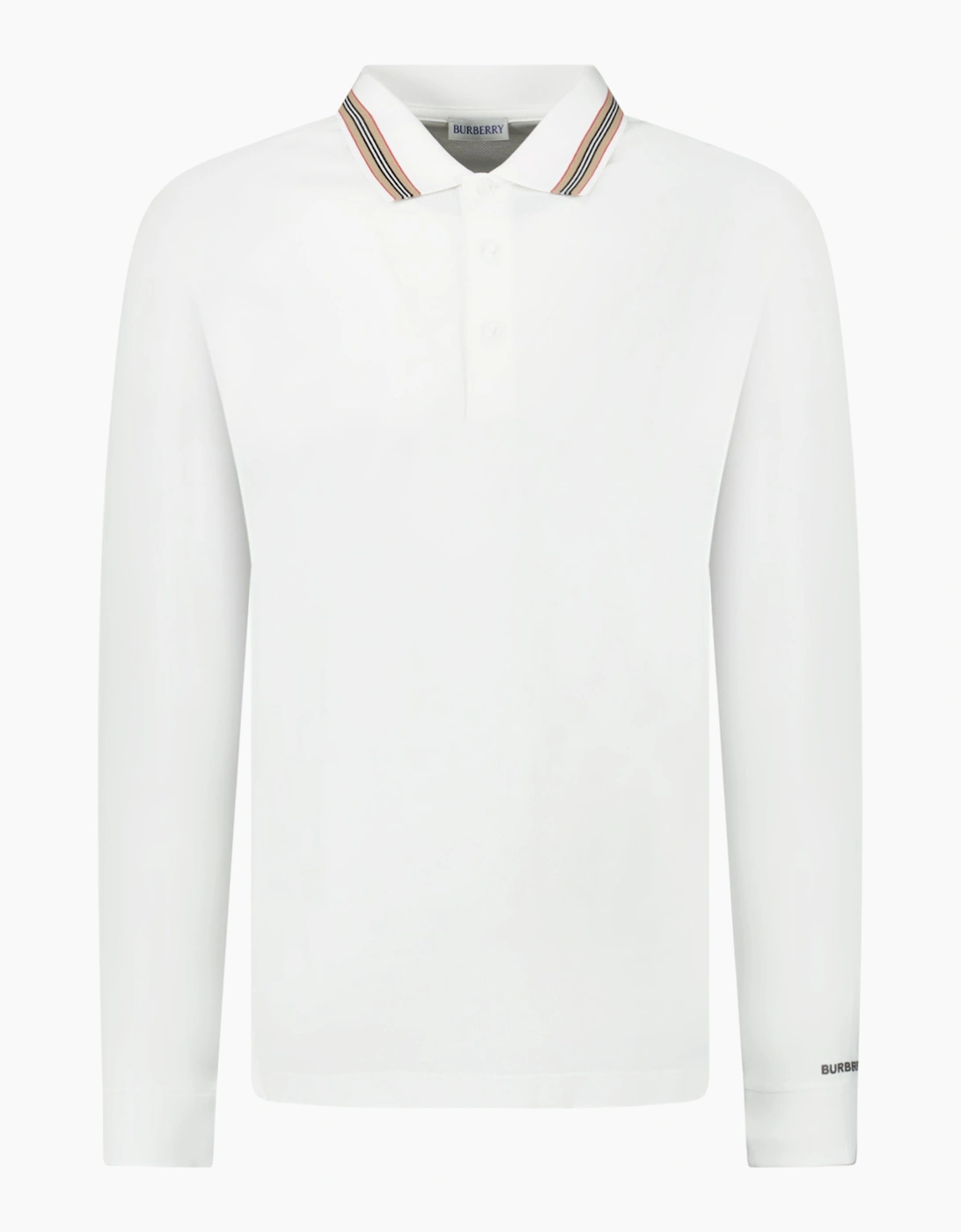 Burberry 'Hartford' Striped Check Long Sleeve Polo White, 4 of 3
