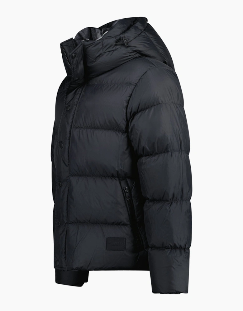 Burberry 'Halsby' Hooded Check Down Jacket Black