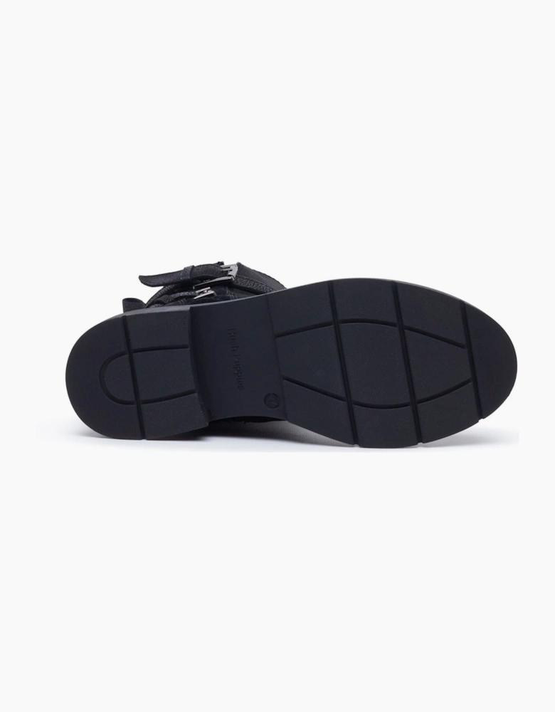 Hush Puppies Celine Buckle Leather Women's BLACK Boots