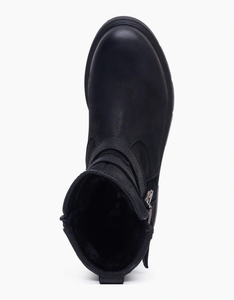 Hush Puppies Celine Buckle Leather Women's BLACK Boots